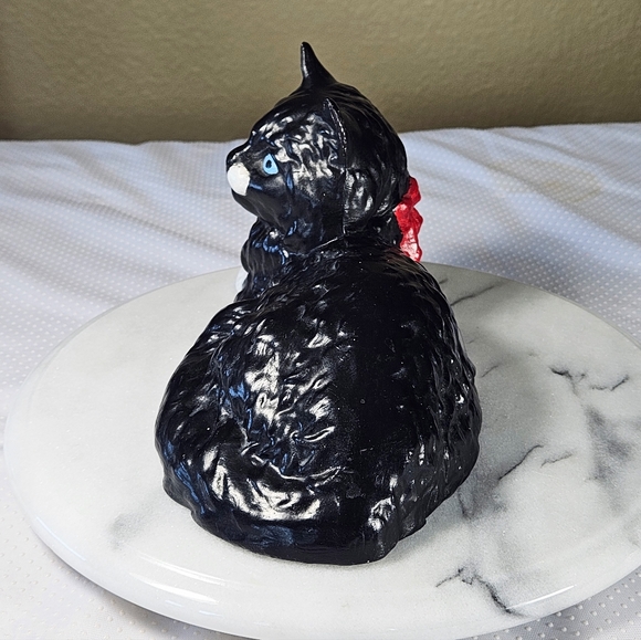 Vintage Art Studio Ceramic Cat Black And White Red Bow MCM - Picture 4 of 12